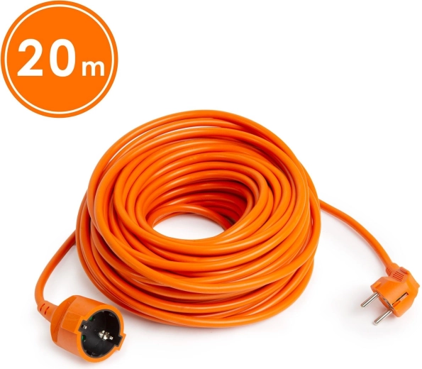 Cable alargador naranja de 20 m con enchufe angular