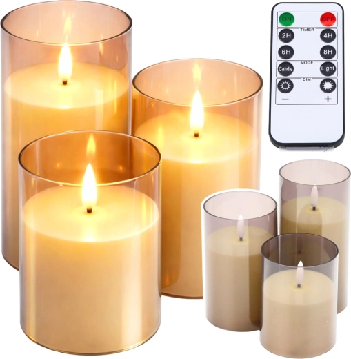 Juego de velas LED con control remoto, luz cálida, 3 uds