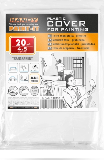 Lámina protectora transparente para pintar de HDPE 4 × 5 m