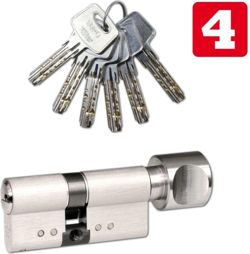 Cilindro de seguridad con pomo 30/35 RICHTER, níquel, 6 llaves