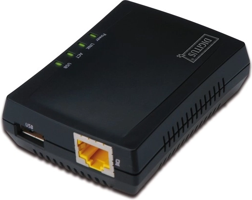 Servidor de impresión en red multifunción y hub USB con NAS, 1× USB 2.0, 1× RJ45, LAN 10/100 Mb/s