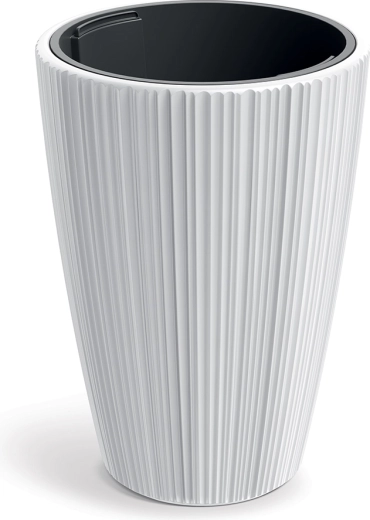 Macetero blanco ORO de 29,8 cm con inserto interior