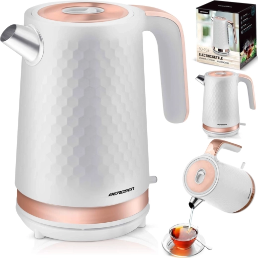 Hervidor eléctrico 1,7 l BERDSEN blanco mate con detalles cobre