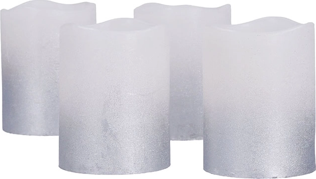 Solight juego de velas LED con temporizador, 4 uds., 6,5 cm, plata-blanco