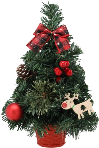 Árbol de Navidad decorativo de 30 cm con poinsettias rojas