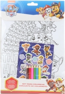 Libro para colorear Patrulla Canina con lápices de colores y pegatinas