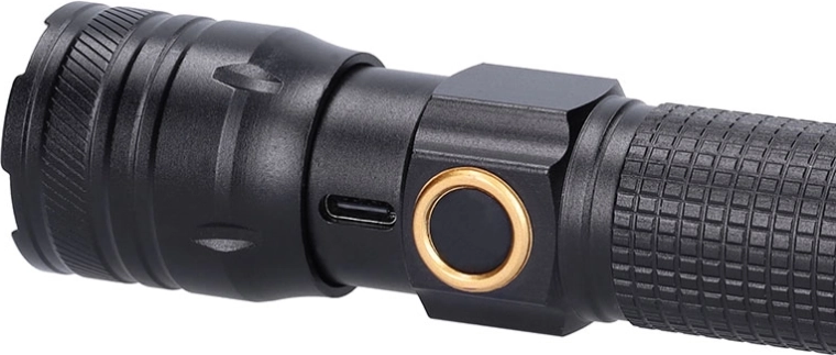 Linterna resistente para exterior (IP44) con carga USB‑C