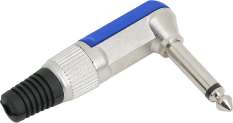 Conector jack macho mono de 6,3 mm, 90°