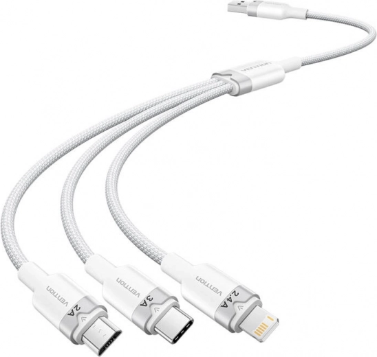 Cable USB 3 en 1 1,5 m Vention (blanco)