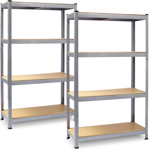 Estantería metálica para taller y garaje 150 × 75 × 30 cm – set de 2 uds., plateada galvanizada