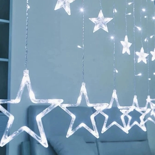 Cortina luminosa con estrellas, 120 LED, 2 m