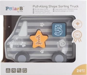 Coche de madera de arrastre con encajable de formas POLARB