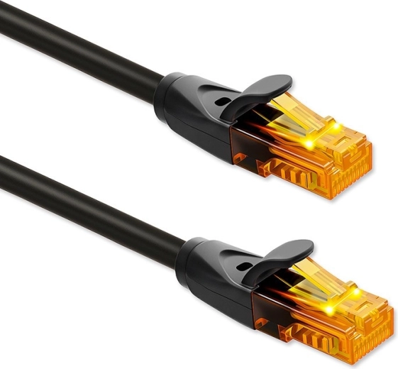 Cable de red UTP CAT6 de 20 m con RJ45, 1 Gb/s, contactos chapados en oro, negro