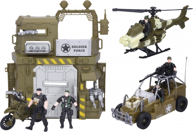 Set militar con coche y helicóptero para niños