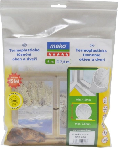 Burlete para ventanas y puertas de termoplástico EVO 7,5 mm, 6,5 m, MAKO