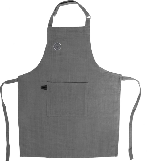 Delantal de cocina de algodón con lazos, gris
