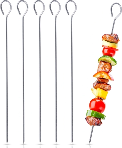 Brochetas de acero inoxidable Vilde para pinchos 40 cm, 6 uds