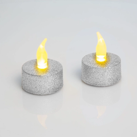 Vela LED plateada para té con batería - 1 unidad