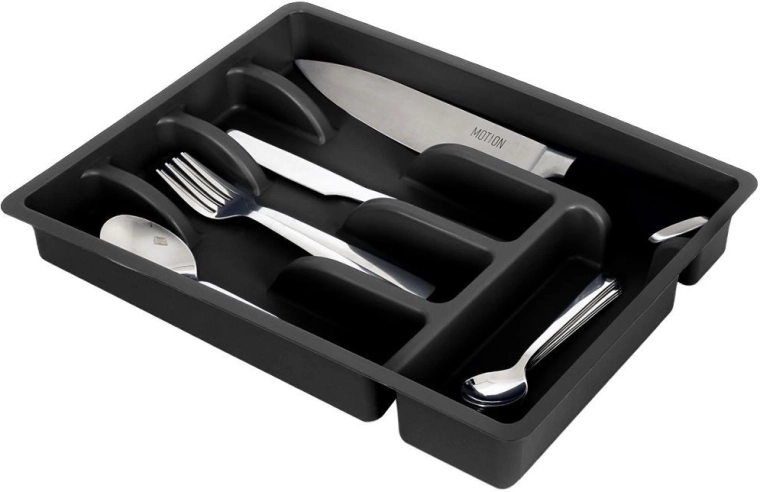 Organizador negro para cajón de cubiertos 36 × 25,5 cm