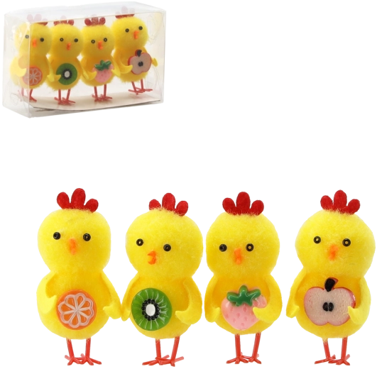 Adornos de Pascua pollitos con fruta – set de 4 piezas
