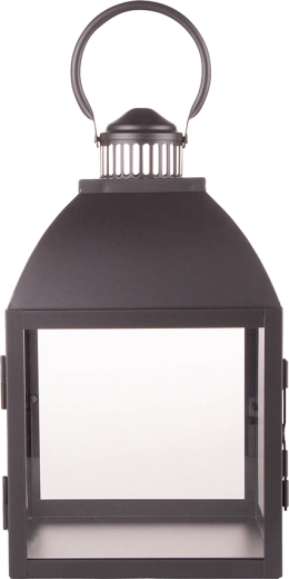 Farol metálico negro con cristal 21 × 21 × 35 cm