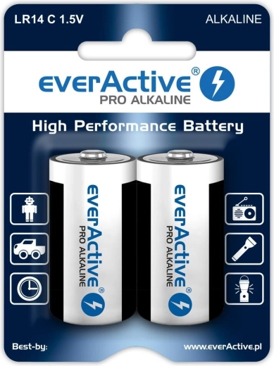Pilas alcalinas C (LR14) everActive, blíster 2 uds