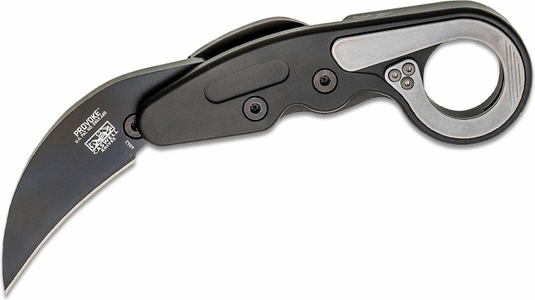 Karambit táctico CRKT Provoke First Responder de 6 cm, negro, aluminio, titanio, funda