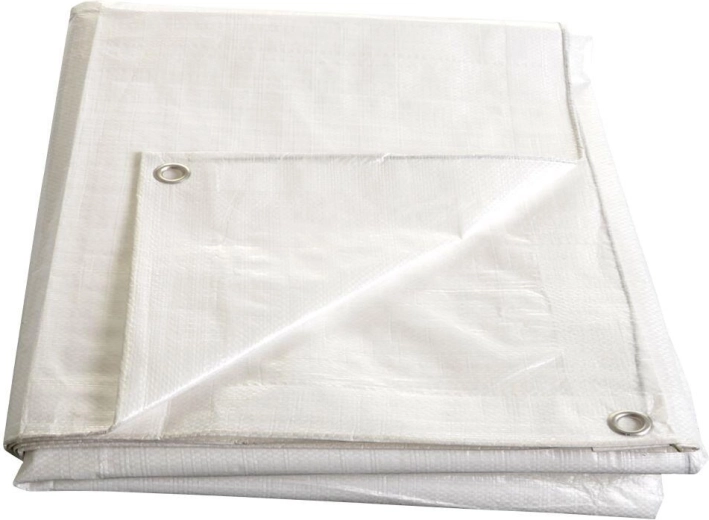 Lona blanca laminada con ojales 5 × 6 m, 140 g/m²