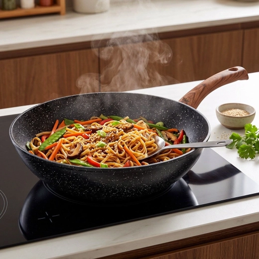Forma de wok profunda para platos asiáticos, fideos y estofados