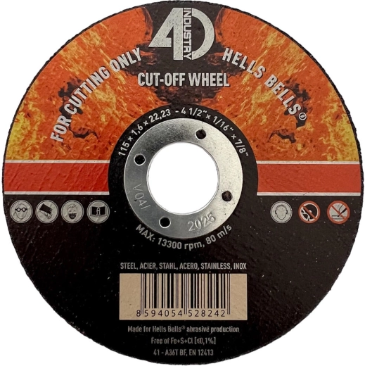 Disco de corte para acero y acero inoxidable 115 × 1,6 × 22,2 mm