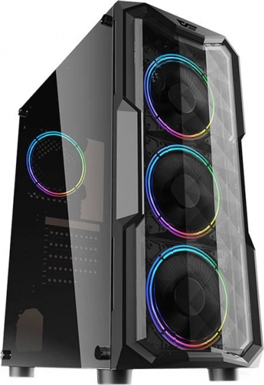 Caja de PC Darkflash Aquarius Acrylic negra, torre media con vidrio templado