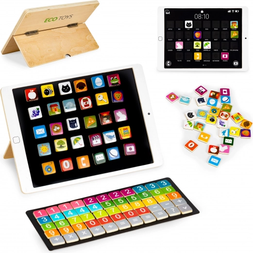 Tableta educativa de madera con pizarra magnética ECOTOYS