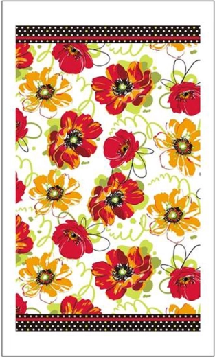 Paño de cocina Toro con flores rojas 38 × 63 cm