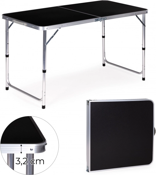 Mesa de camping plegable MultiGarden 120 × 60 cm negra