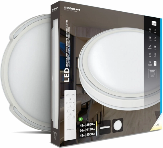 Plafón LED de techo Modee Smart Lighting A‑F102, 2×48 W, regulable, con mando a distancia