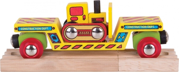 Bigjigs Rail vagón con bulldozer y 2 vías