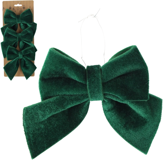 Juego de lazos navideños verdes 12 cm (3 uds)