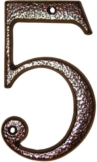 Número de casa 5 marrón, zinc, 117 mm