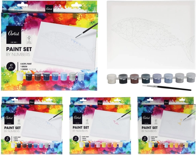 set de pintura con motivo preimpreso – pinturas acrílicas, lienzo 24 × 30 cm y pincel