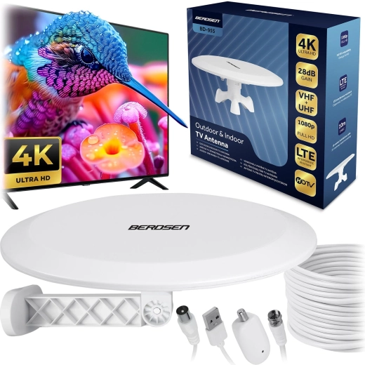 Antena de TV interior y exterior BERDSEN Ultra HD 4K blanca