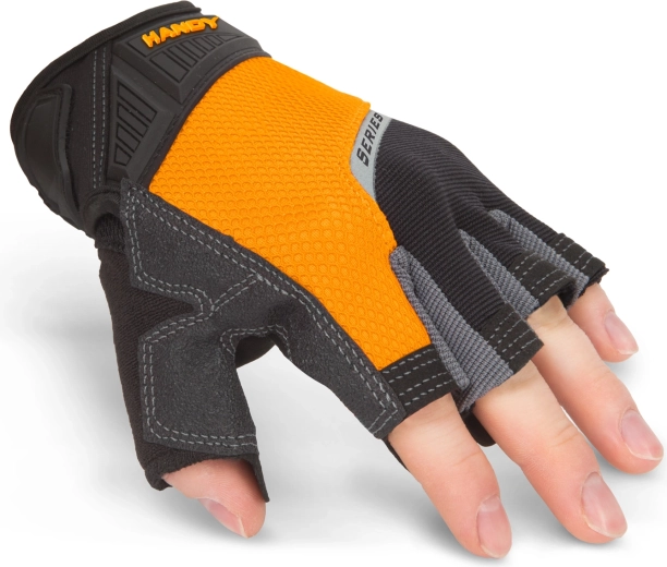 Guantes protectores sin dedos con palma de espuma, talla L