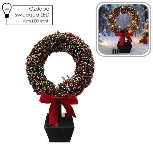 Decoración navideña – corona LED en maceta 47 cm