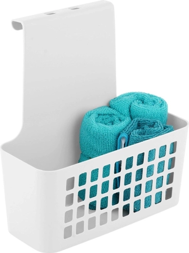Cesta de plástico colgante para puerta, blanca 23,5 × 10 × 24 cm