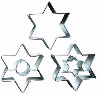 Juego de cortadores de galletas de acero inoxidable Estrella, 3 piezas