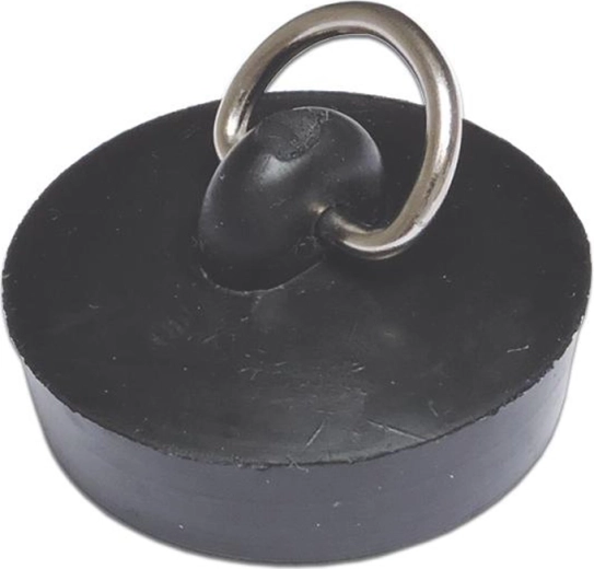 Tapón de goma para fregadero de 43 mm con anilla metálica, negro