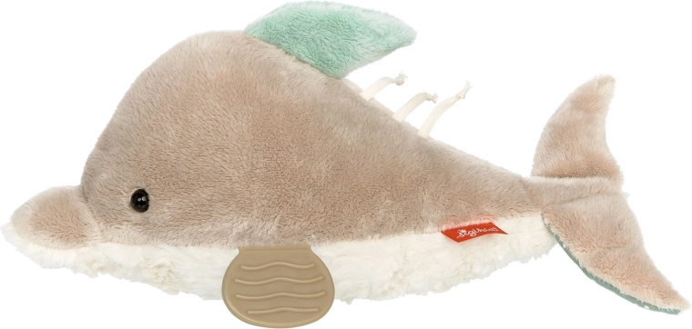 Sigikid juguete de desarrollo delfín 35 cm con elemento crujiente, sonajero y mordedor