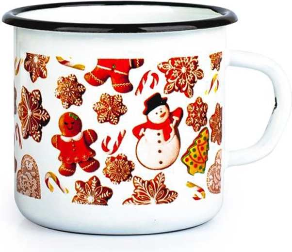Taza esmaltada TORO 370 ml con motivo de galletas de jengibre