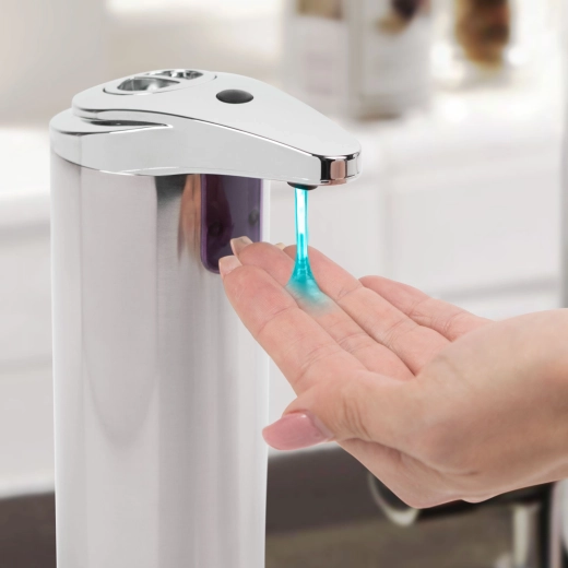 Dispensador automático de jabón sin contacto de 220 ml, cromado