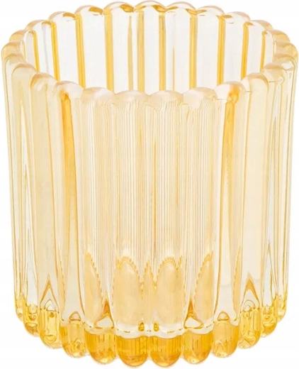 Portavelas de vidrio amarillo 7,5 × 7,5 × 7,5 cm