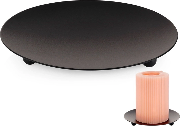 Base metálica para vela negra de 12 cm